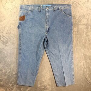 Wrangler Riggs Cool Vantage Jeans Mens 52x29 Blue Light Wash Denim*Hemmed*
